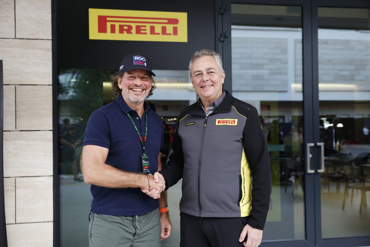 Frederick Johnson, Race of Champions CEO, și Mario Isola, Racing Manager, Pirelli Motorsport